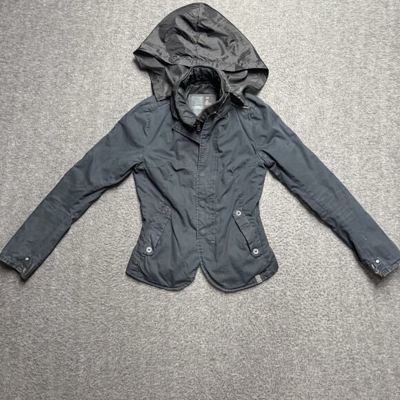G-Star Originals Denim Raw Jacket Womens XS Black French Workwear Utility Hooded - Picture 1 of 7